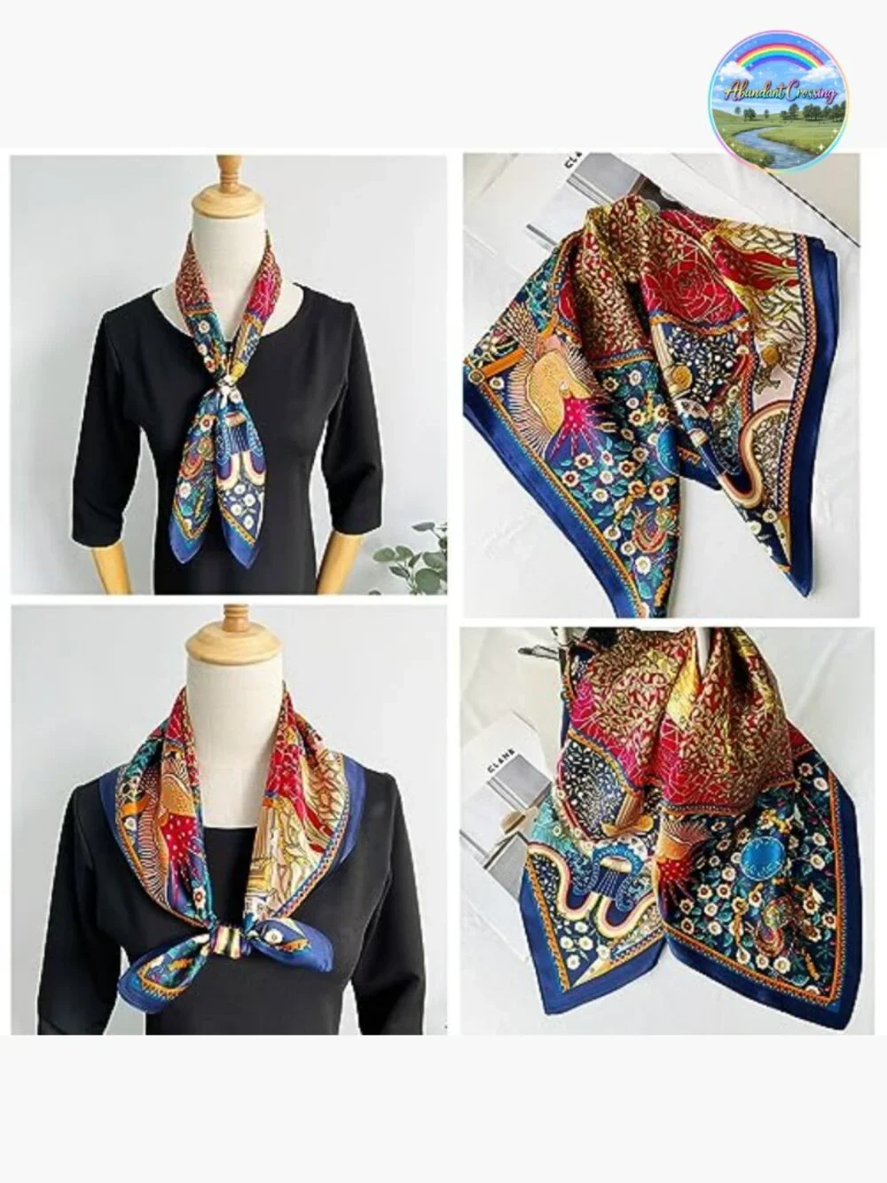 100% Mulberry Silk Square Scarf, Hair Head Scarf, Neckerchief